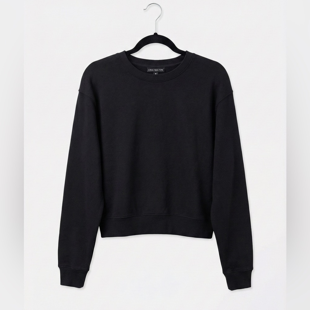 Linus Tech Tips LTT Black Crewneck Sweatshirt Cotton Minimalist Logo Size M
